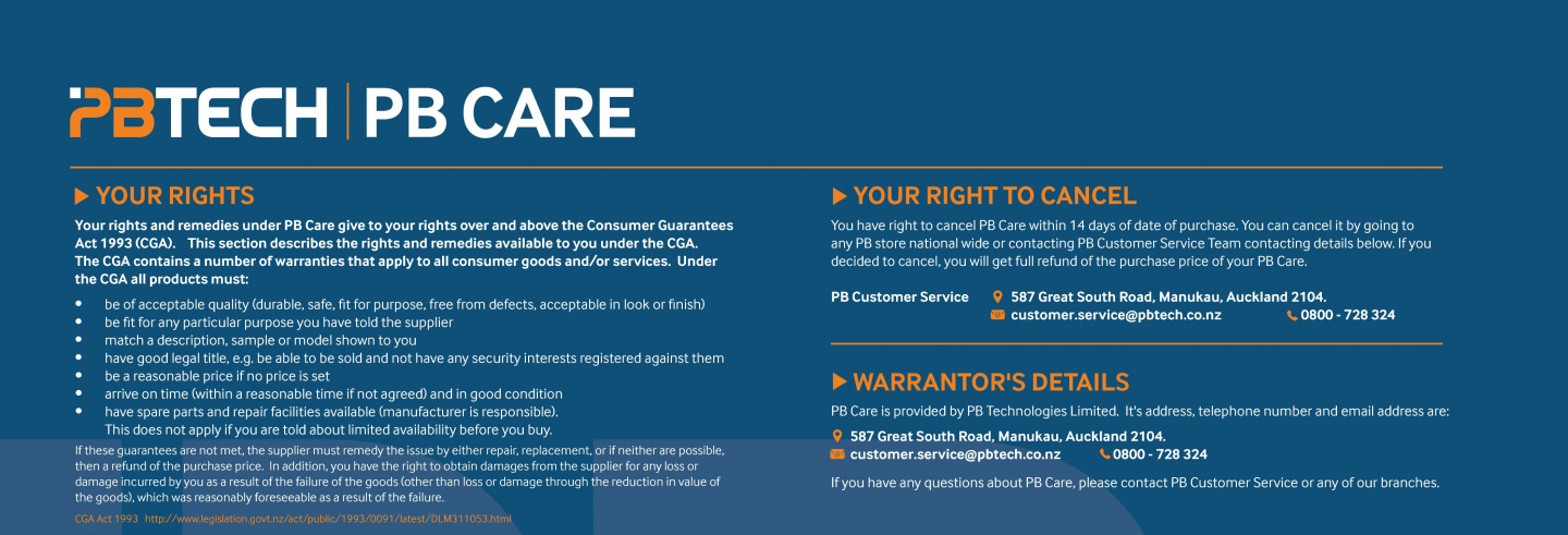 Important terms & conditions for PB Care