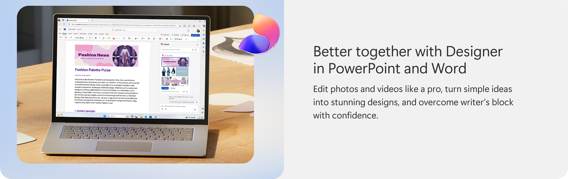 Better together with Designer in PowerPoint and Word