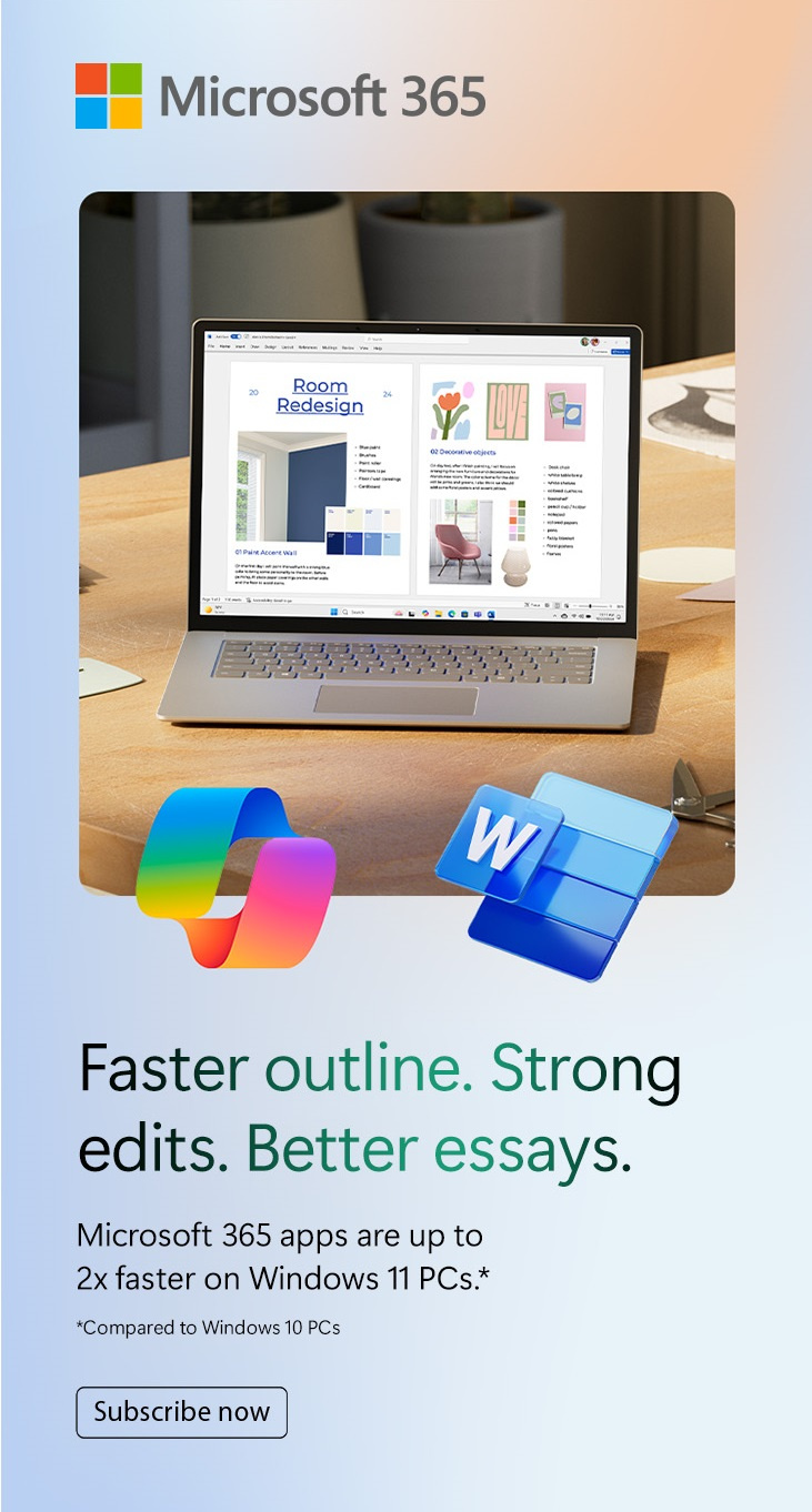 Microsoft 365 - Faster outline. Strong edits. Better essays.