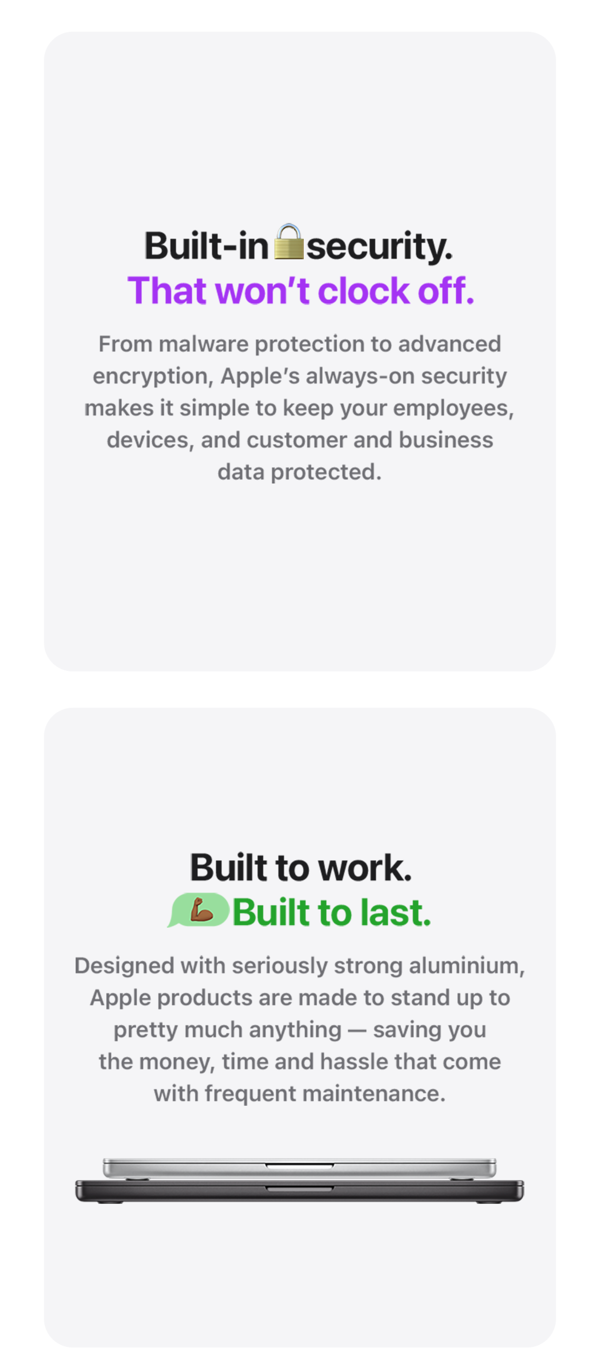 Built-in security. That won't clock off.