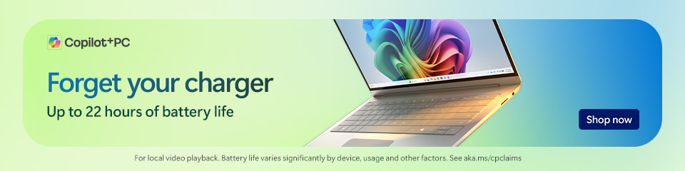 Copilot+ PC - Up to 22 hours of battery life