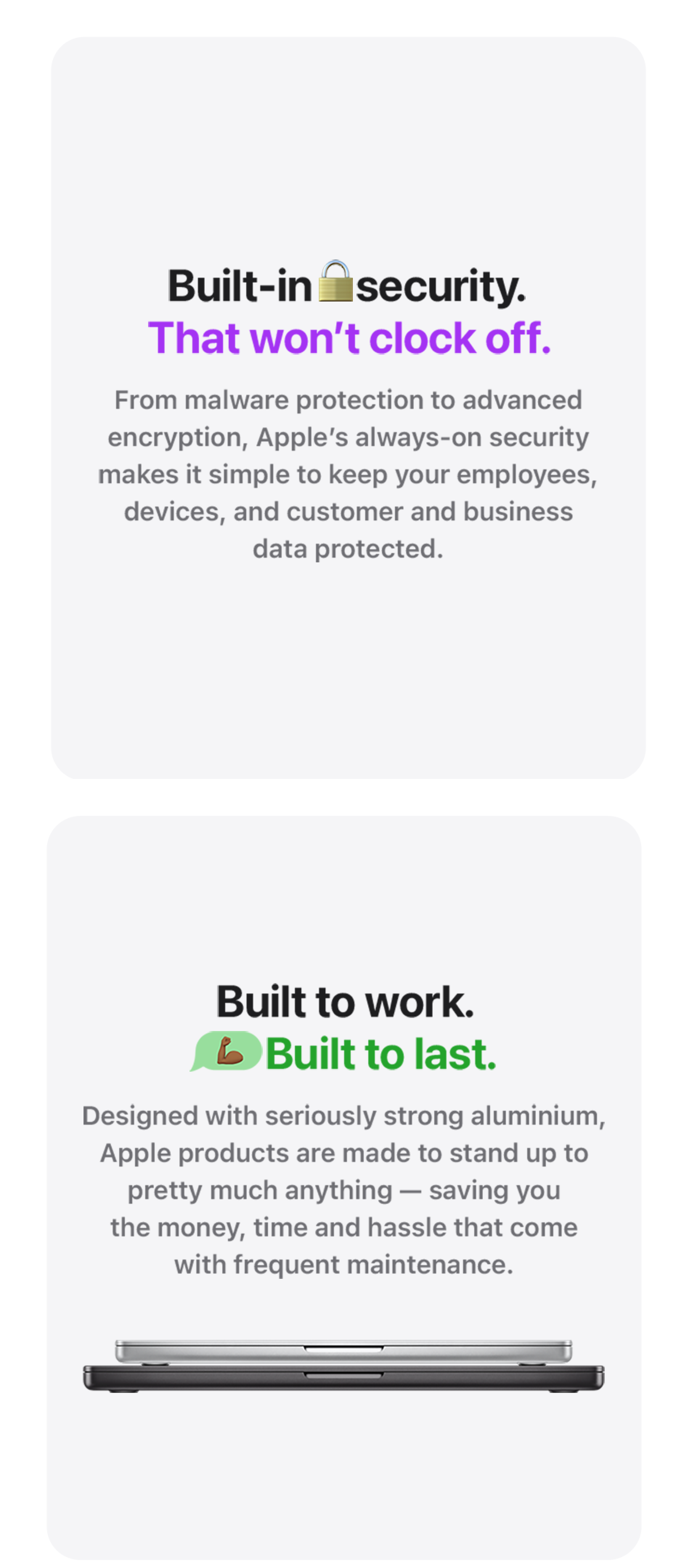 Built-in security. That won't clock off.