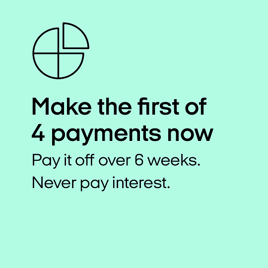 Make the first of 4 payments now - Pay it off over 6 weeks. Never pay interest.