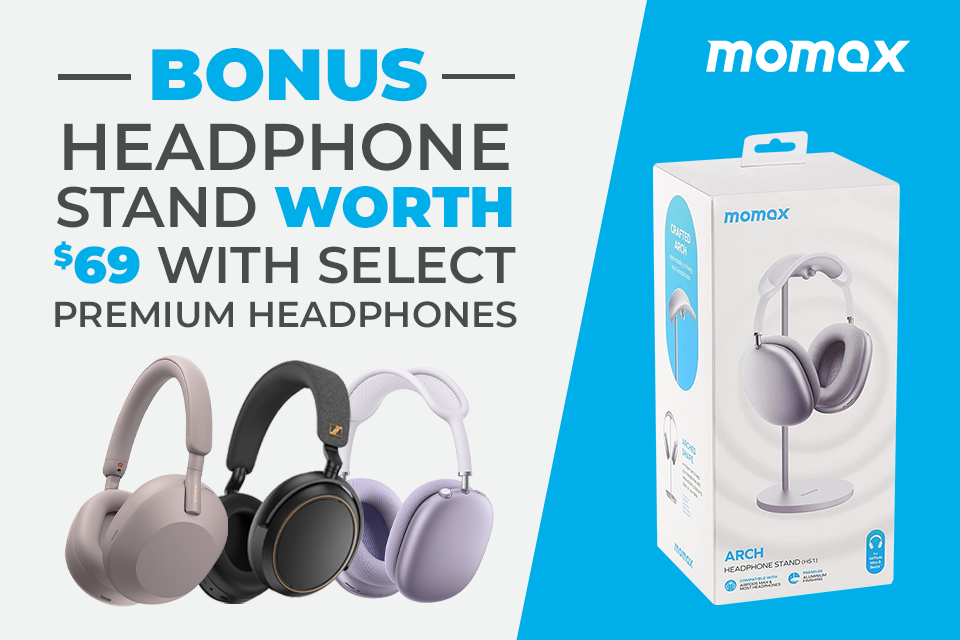 BONUS headphones stand with select premium headphones 
