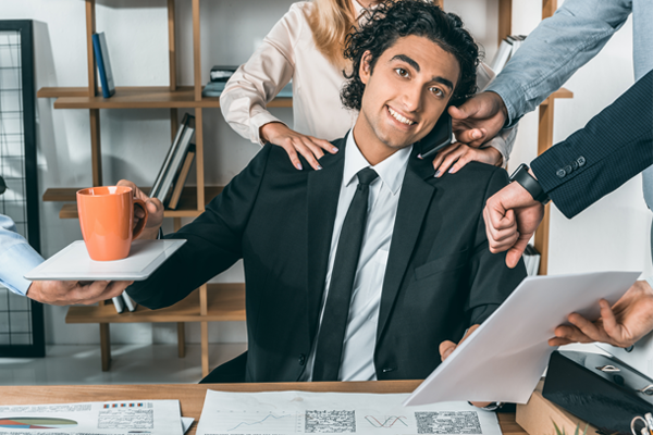 workaholic busy office worker