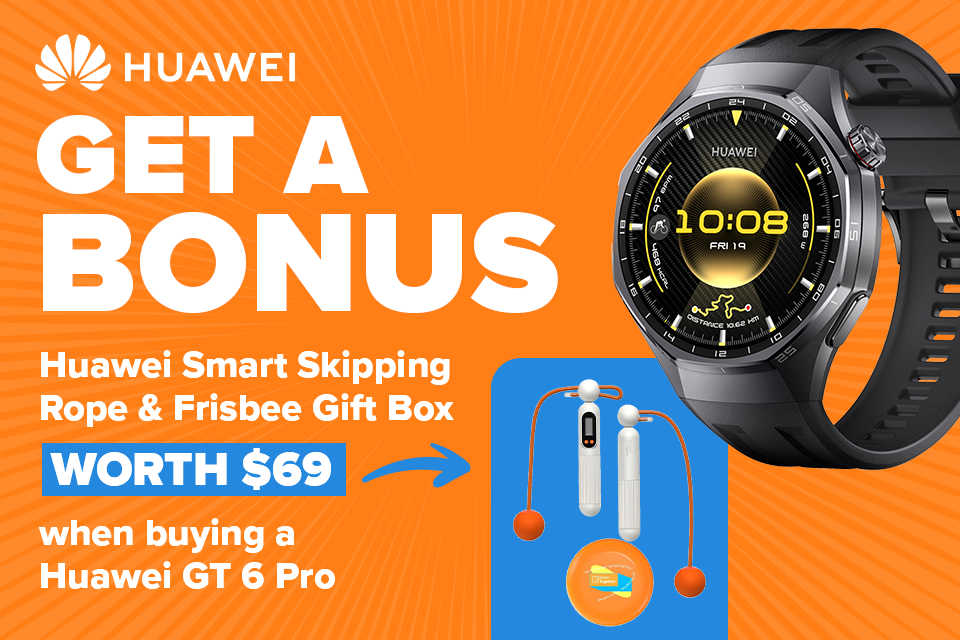 Get a BONUS Huawei Smart Skipping Rope & Frisbee Gift Box worth $69 when buying a Huawei GT 6 Pro