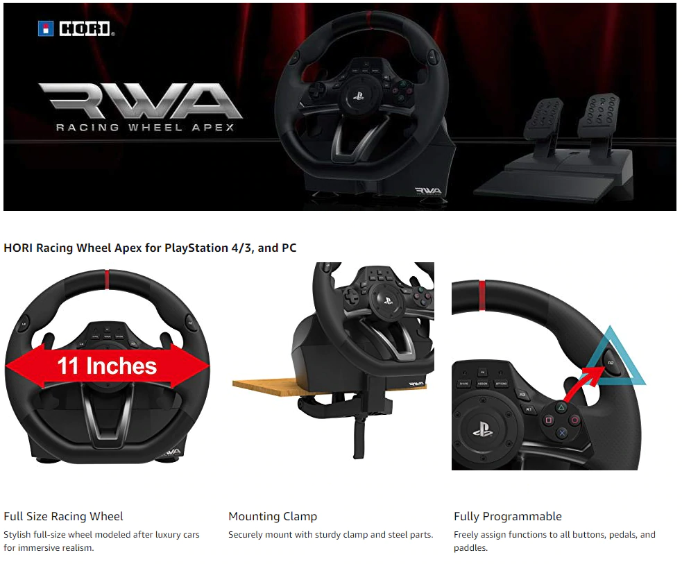 Buy the Hori PS4 Racing Wheel APEX ( PPSHRWA ) online PBTech.co.nz