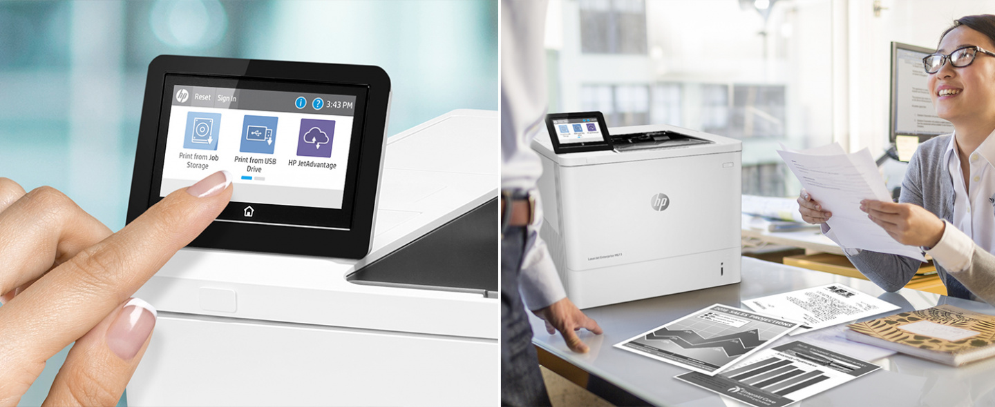 laserjet enterprise m611 security 2-sided printing color touchscreen