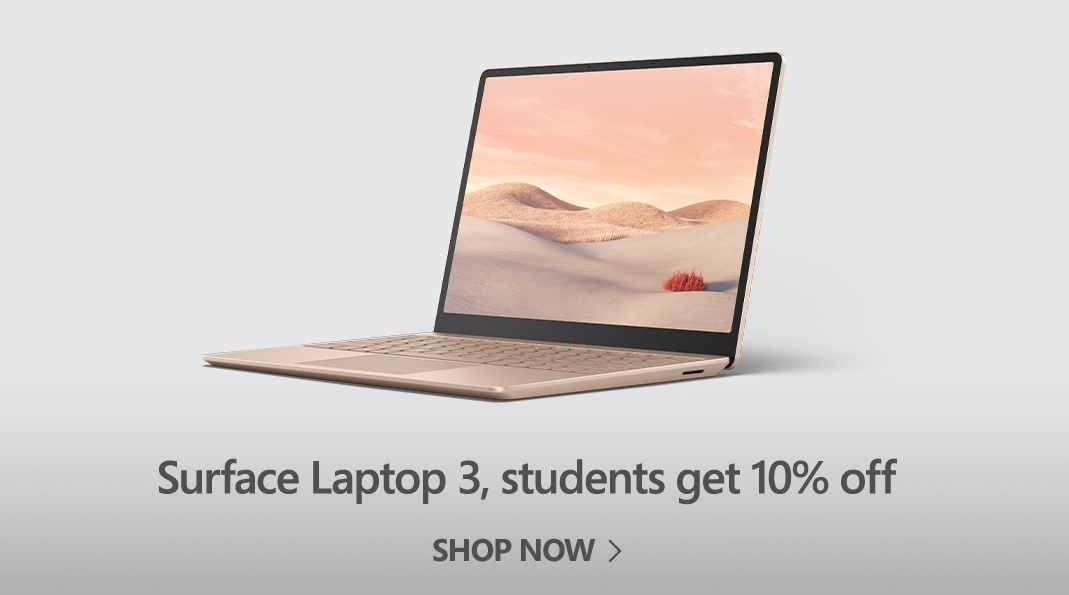 Students get 10% off Surface Laptop 3