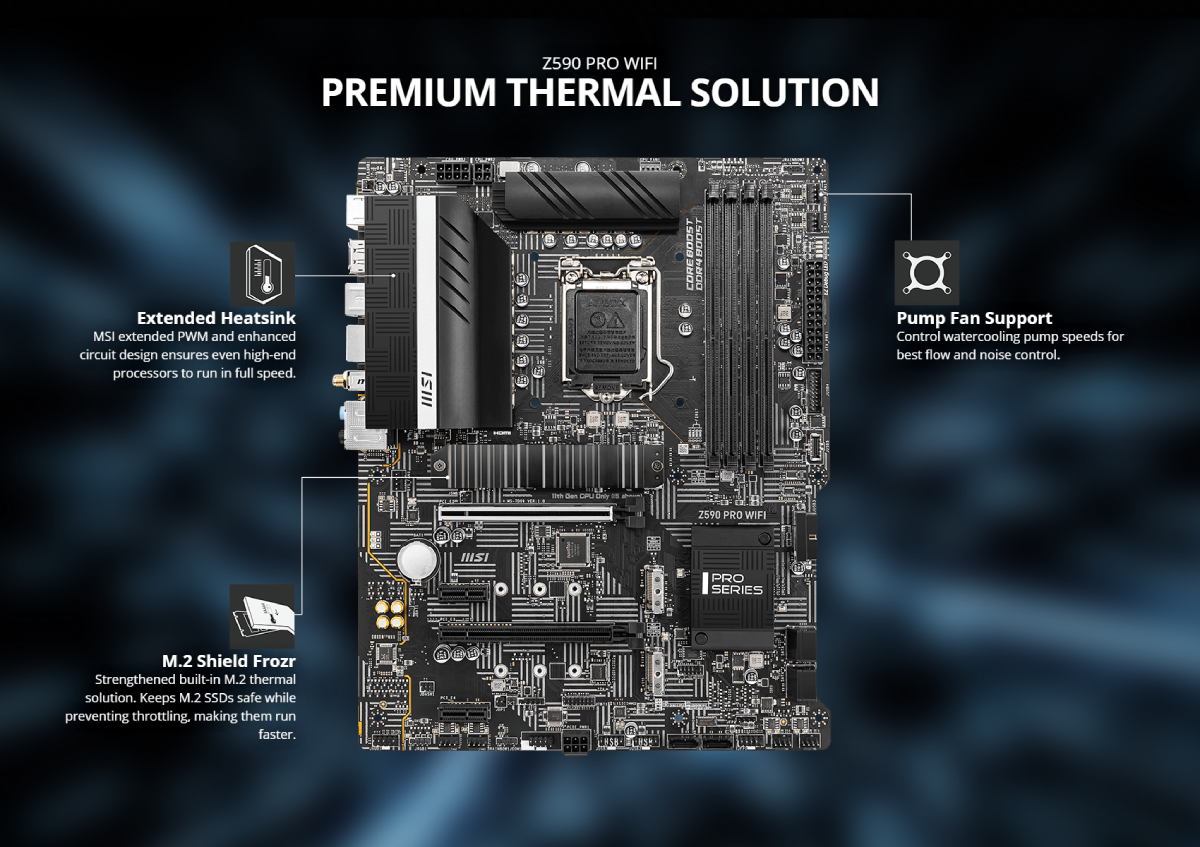 Buy the MSI Z590 PRO WIFI ATX Motherboard For Intel 10th/11th Gen