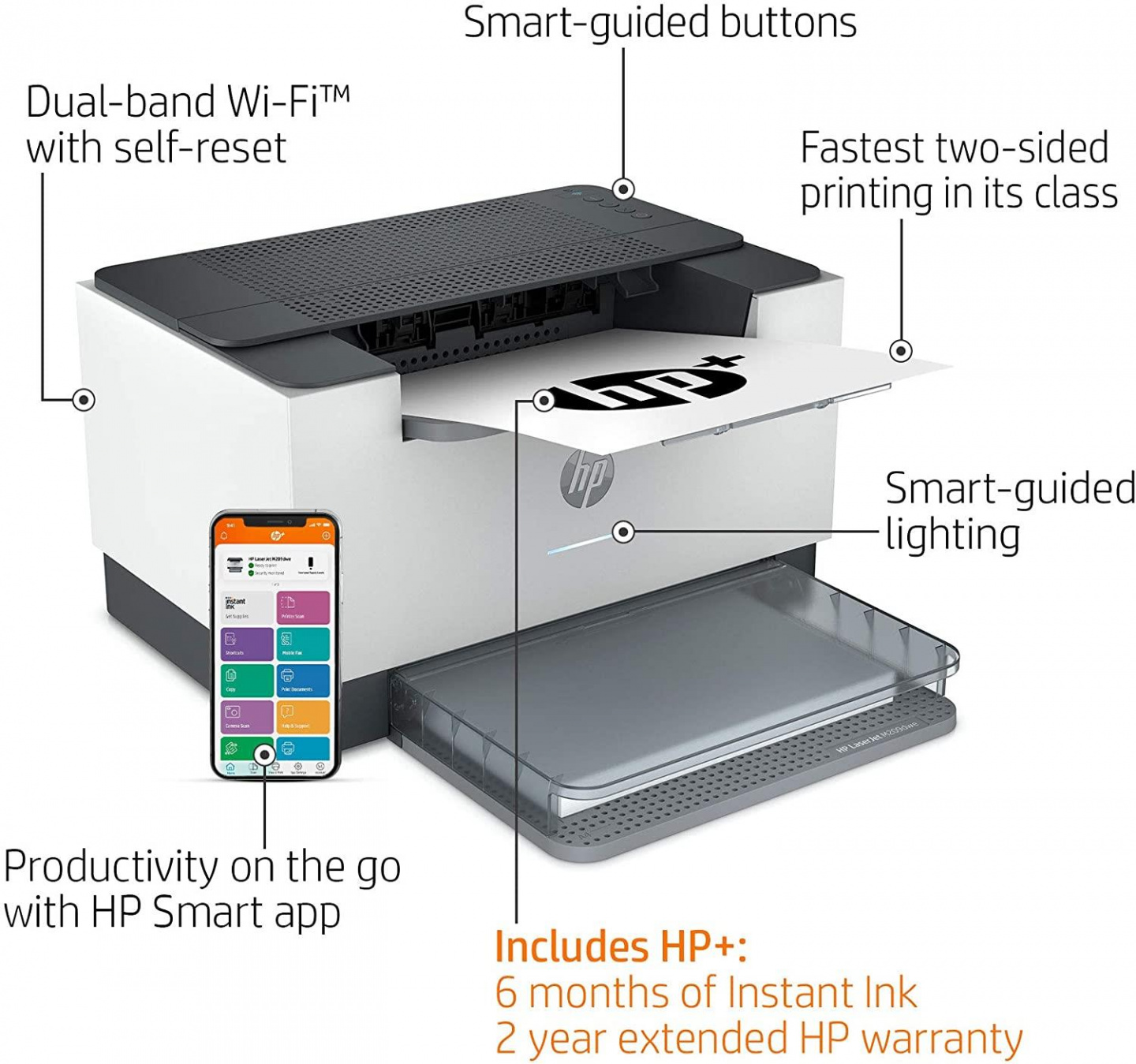 Buy the HP LaserJet M209dwe Mono Laser Printer Dualband WFfi with