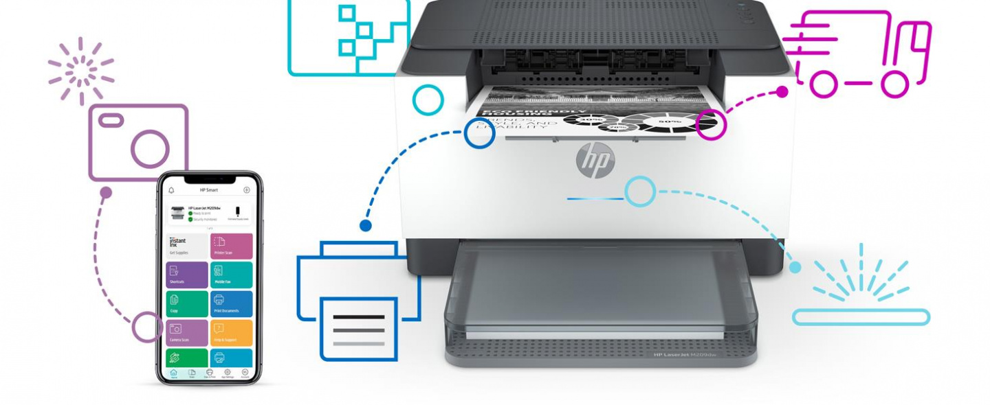 Buy the HP LaserJet M209dw Mono Laser Printer Dualband Wifi with self