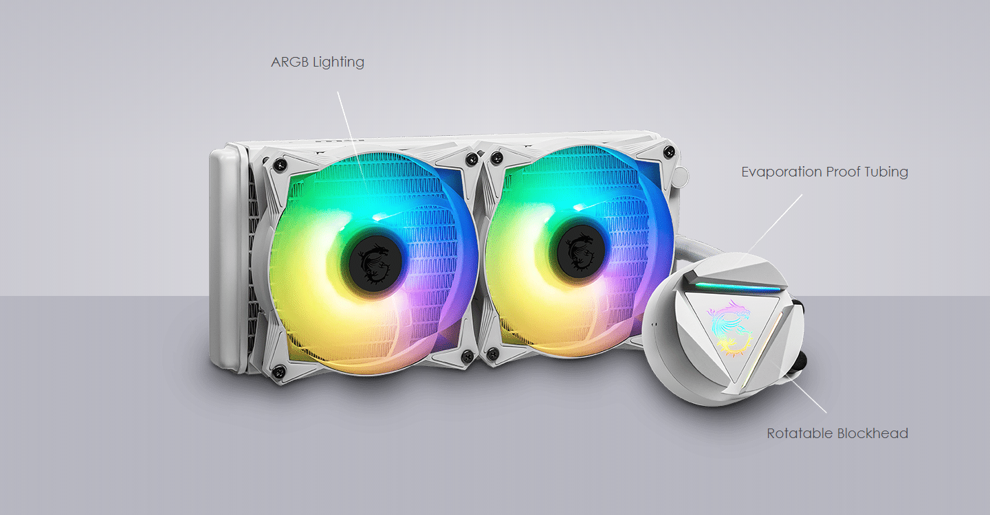 Buy the MSI MAG Coreliquid 240R V2 WHITE AIO Cooling 240mm, ARGB, For