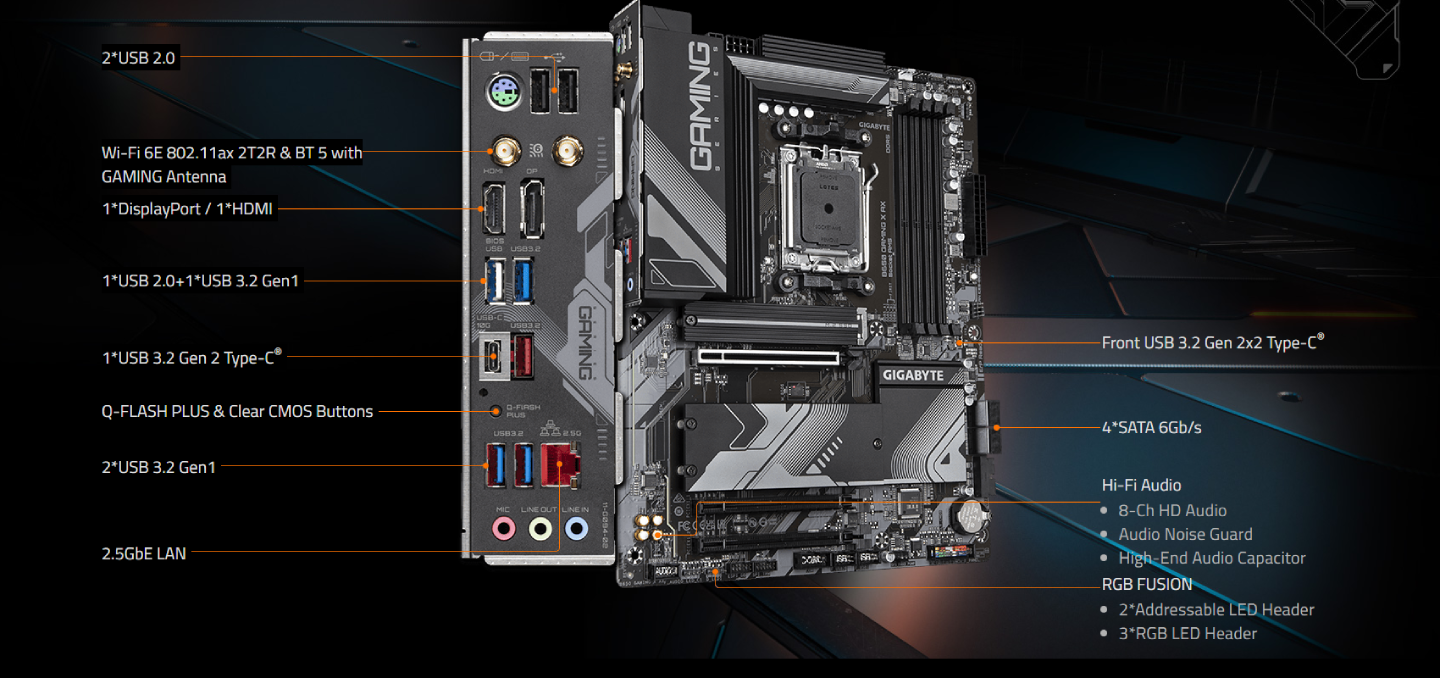 Buy the Gigabyte B650 GAMING X AX ATX Motherboard For AMD Ryzen 7000 Series... ( B650 GAMING X