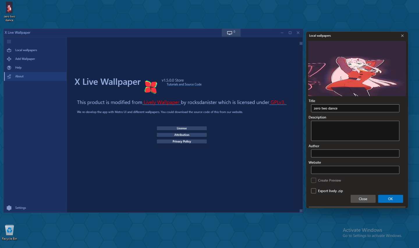 Picture of naming a video in X Live Wallpaper
