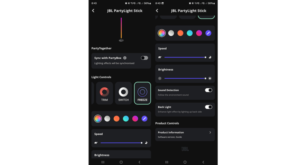 Picture of JBL PartyBox app.