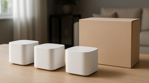 A typical mesh Wi-Fi kit includes multiple identical nodes, which work together to extend wireless coverage across your home.