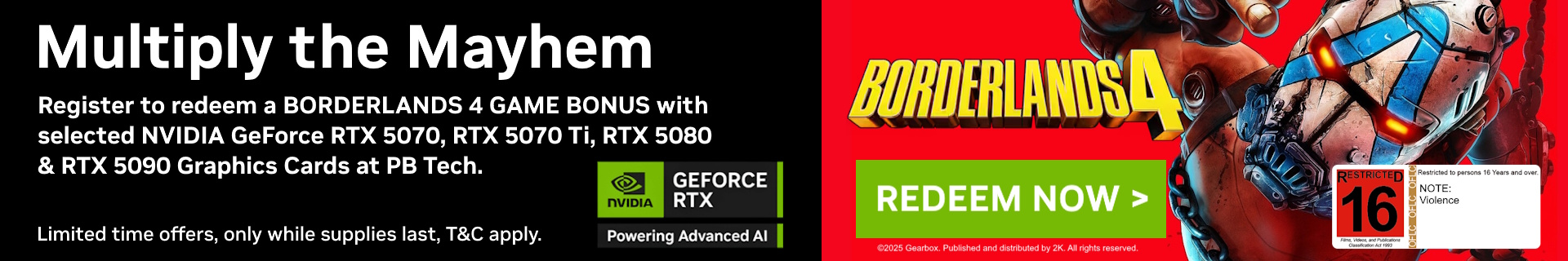 Picture of NVIDIA RTX Borderlands 4 Promotions at PB Tech