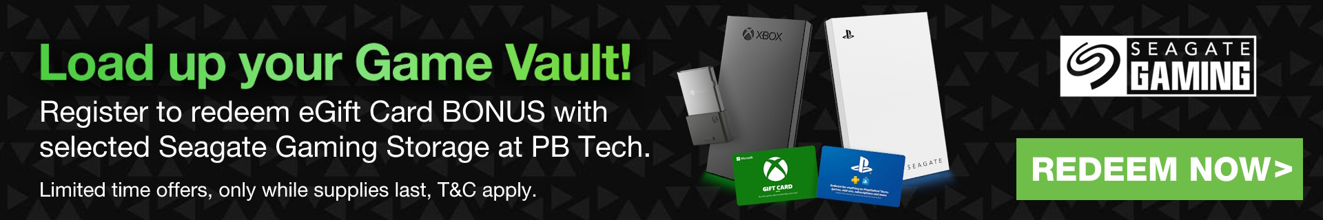 Picture of Seagate Gaming PlayStation Xbox eGift Card Promotion at PB Tech