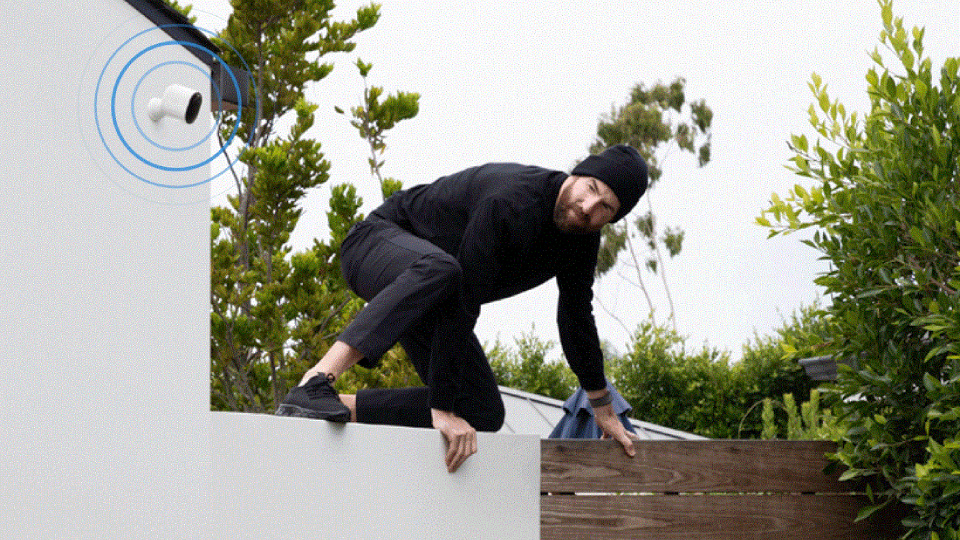 Picture of an intruder near an Arlo camera.