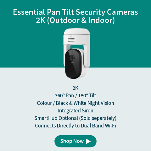 Arlo Essential Pan Tilt Security Cameras 2K (Outdoor & Indoor)