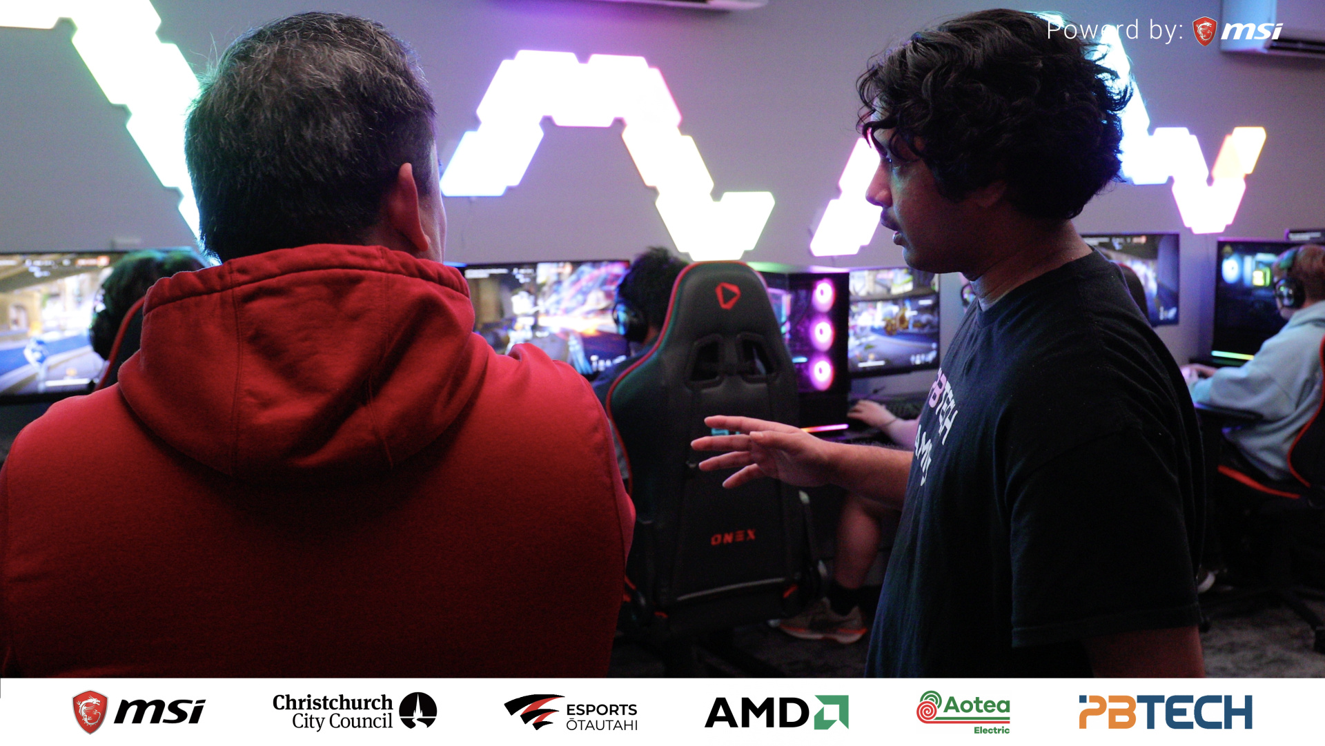 over the shoulder shot of a team playing Marvel Rivals