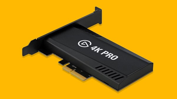 A PCIe capture card like the Elgato 4K Pro installs directly inside a desktop PC and is designed for high-quality, low-latency recording and streaming.