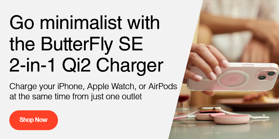 Go minimalist with the ButterFly SE 2-in-1 Qi2 Charger