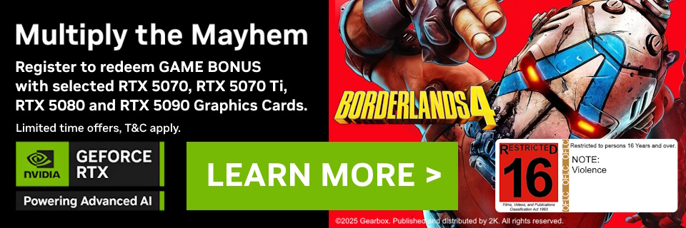 Picture of the NVIDIA RTX Borderland 4 Game Bonus offer at PB Tech