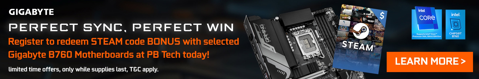 Learn more about the Gigabyte B760 STEAM BONUS at PB Tech