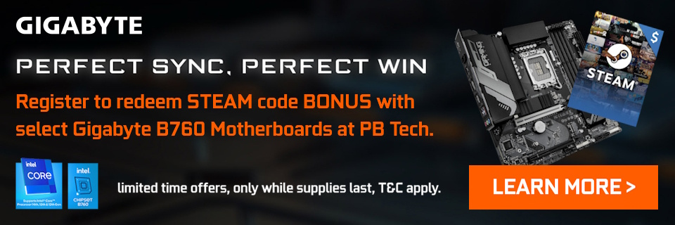 Learn more about the Gigabyte B760 STEAM BONUS at PB Tech