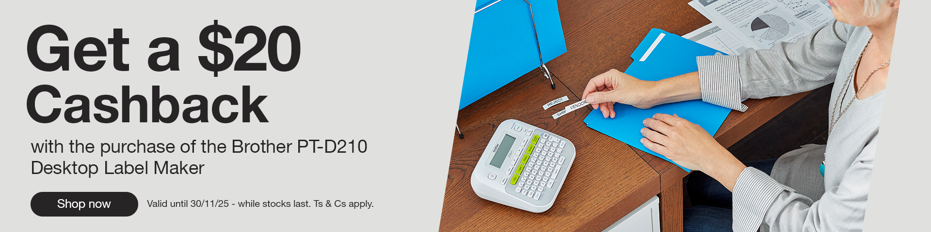 $20 Cashback Brother PT-D210