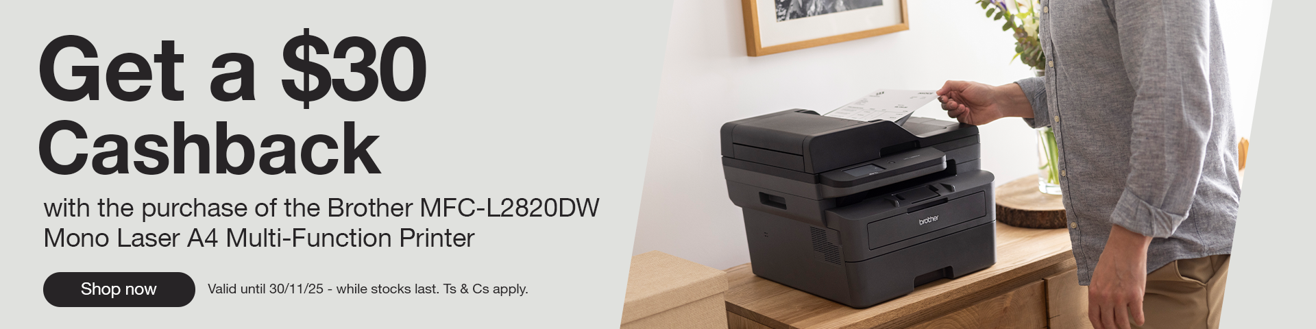 $30 Cashback Brother MFC-L2820DW