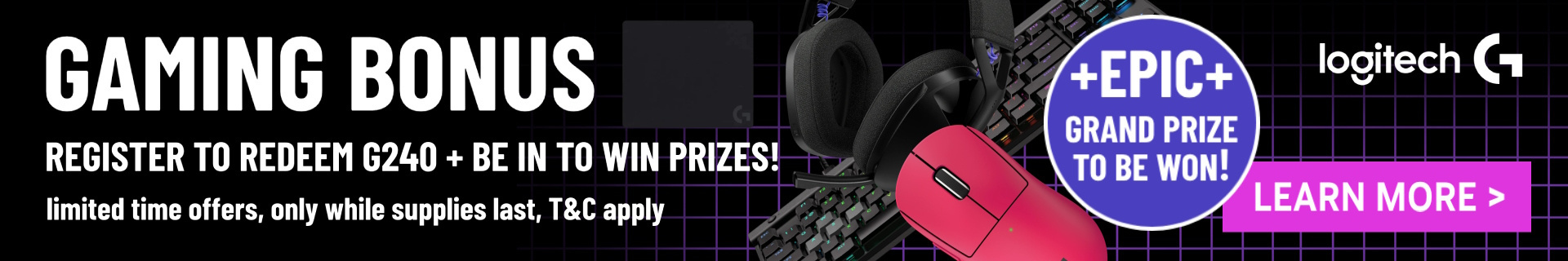 Picture of Logitech GGPC G240 Bonus + October 2025 Prize Event at PB Tech