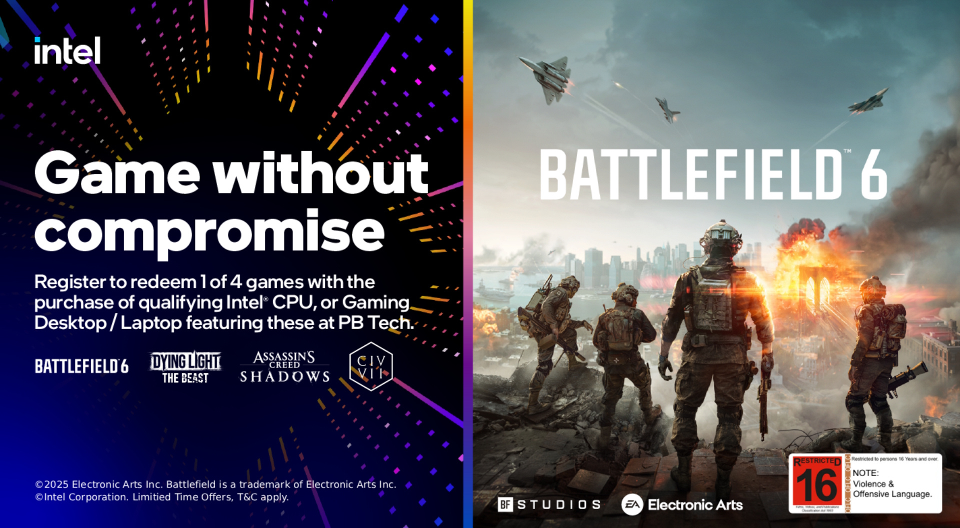 Picture of the Intel Master Key Battlefield 6, Dying Light: The Beast, Assassin's Creed Shadows, Civilization VII You Choose BONUS offer at PB Tech