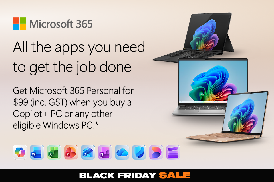 Microsoft 365 Personal for $99 (inc.GST)