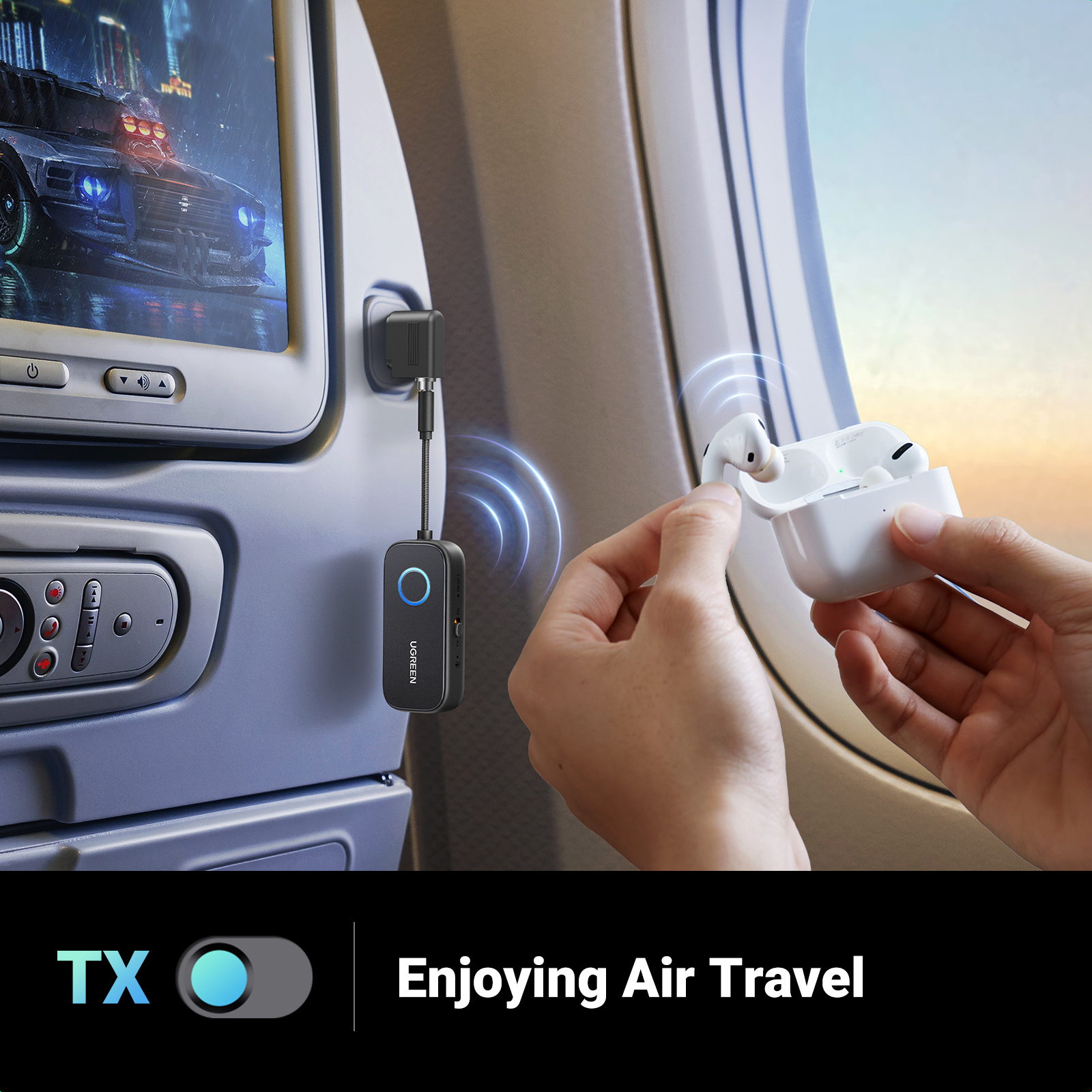 Buy the UGREEN Airplane Bluetooth Transmitter Adapter For