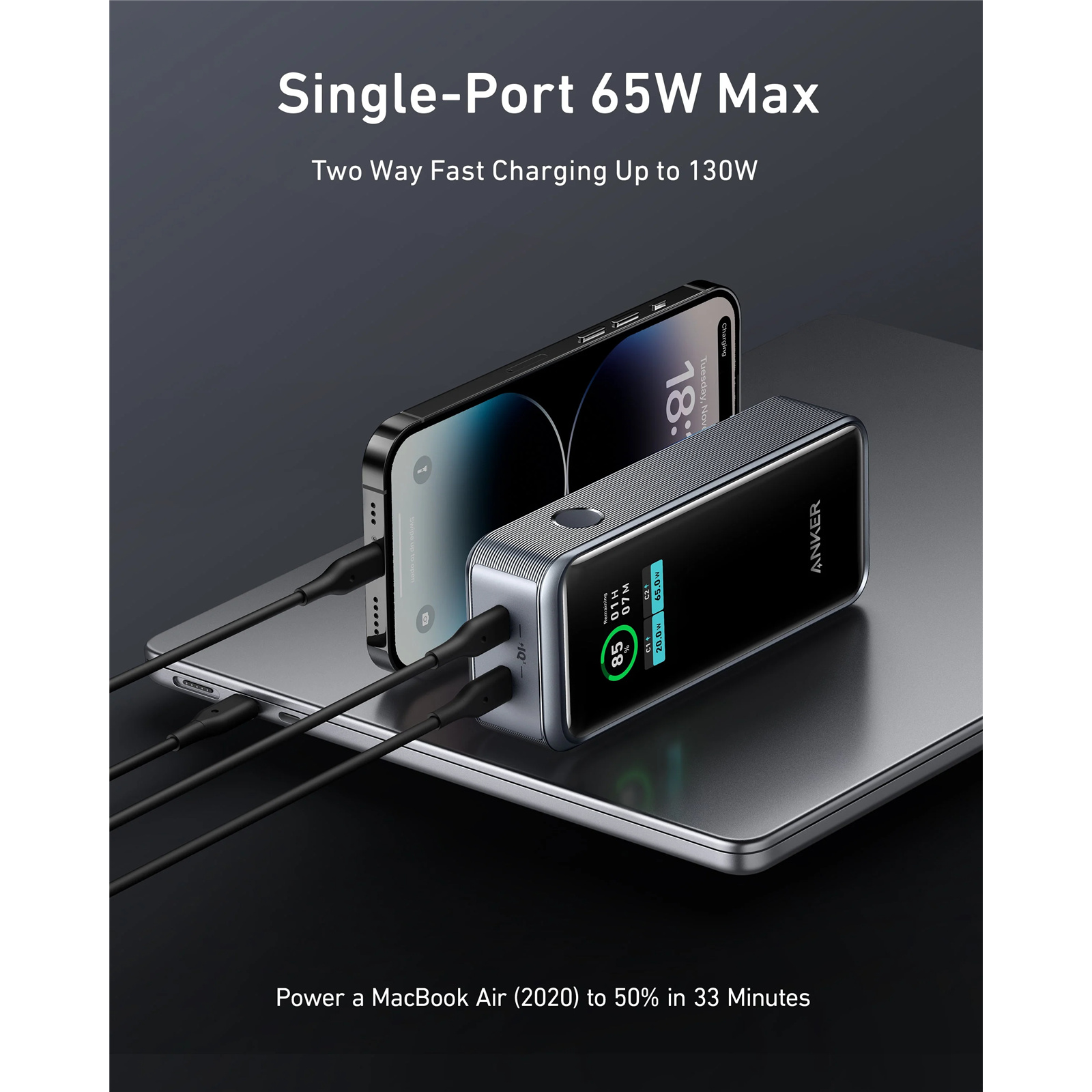 Anker Power Bank（12000mAh） + Charge base Anker Prime Powerbank, 2-portowa ładowarka 12 000 mAh o mocy
