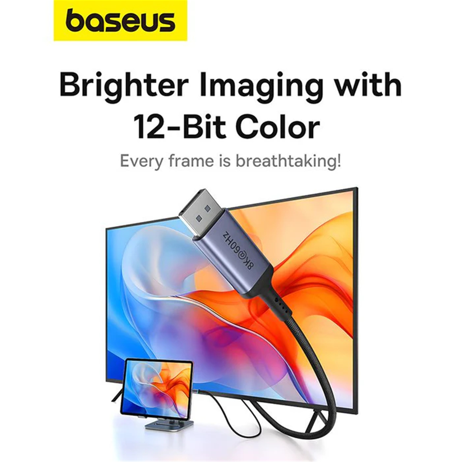 Baseus High Definition Series 8K USB-C to DisplayPort Cable - 2m - Cluster Black