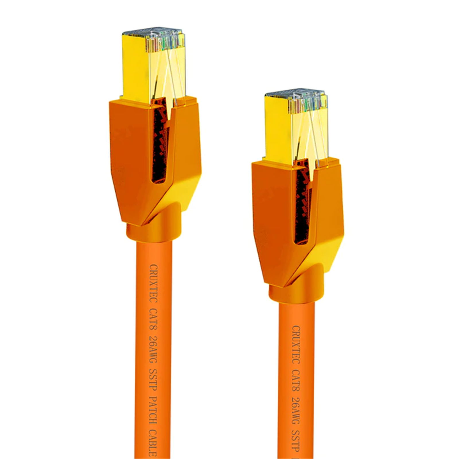 Cruxtec Cat8 Ethernet Cable - 1m - Orange 40Gb / SFTP Triple Shielding