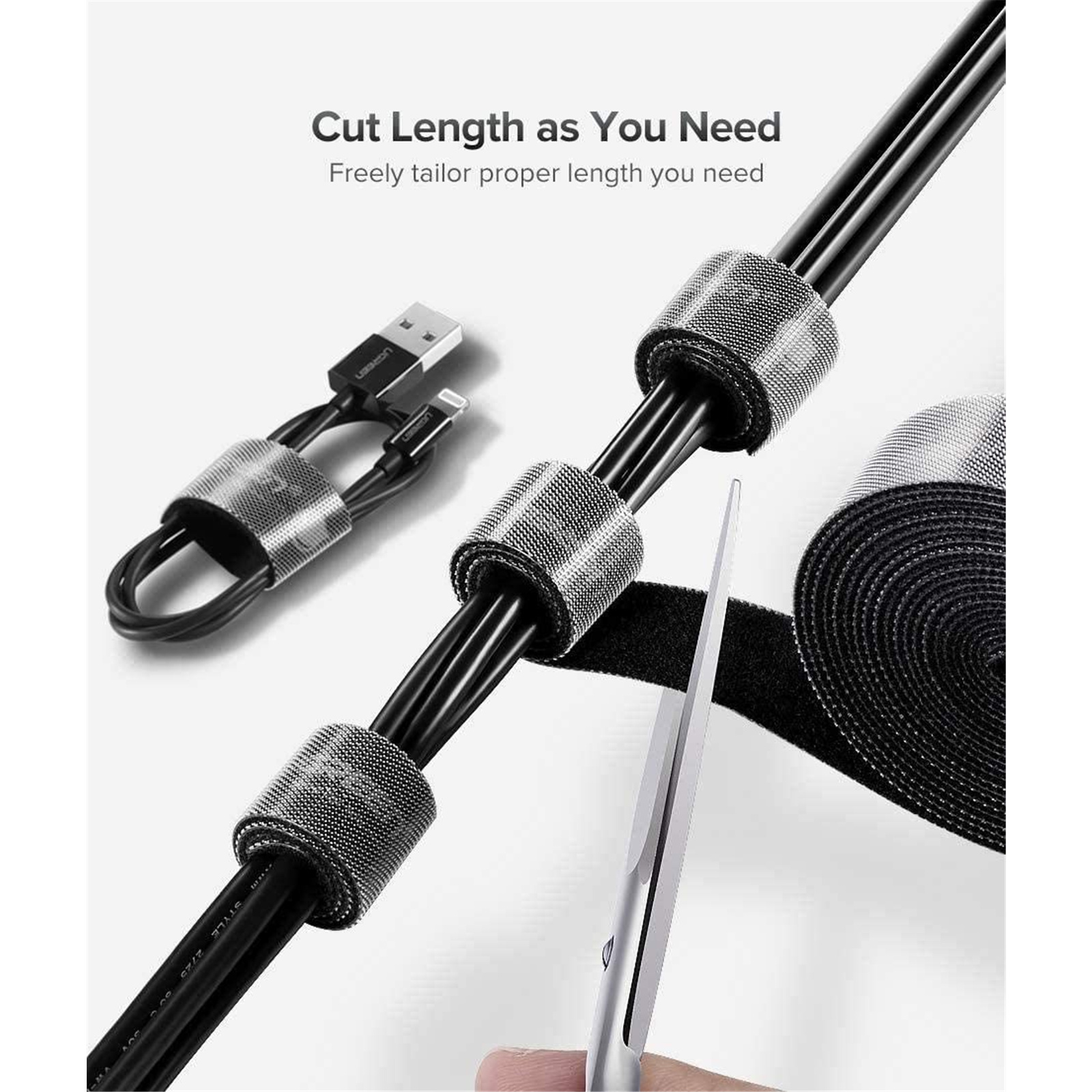 Buy the UGREEN Velcro Straps Cable Organizer 5m (Black) Custom Cut to