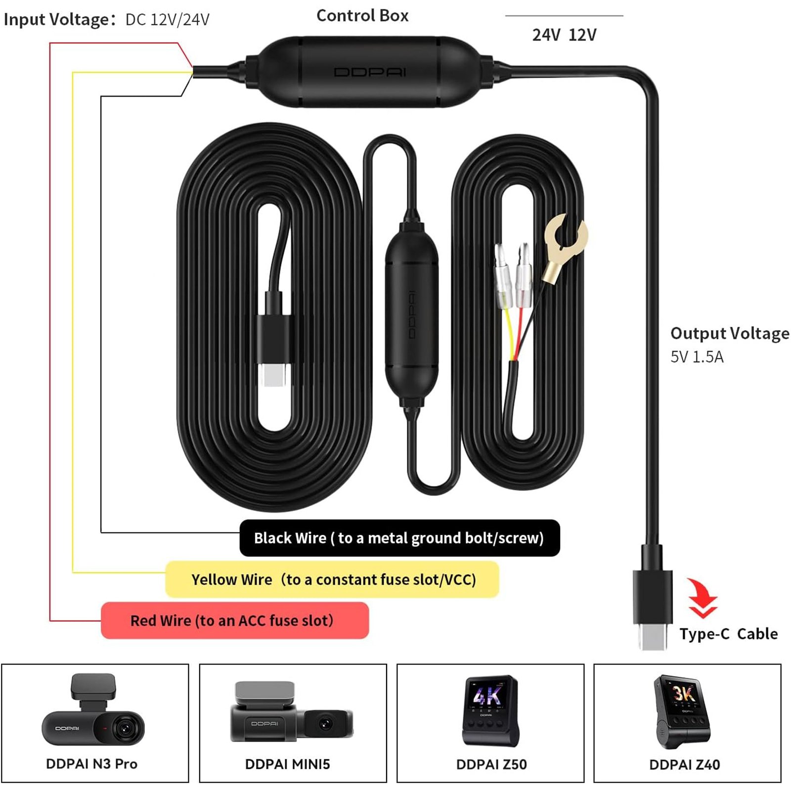 Buy the DDPai Official Hardwire Kit for DDPai Mini 5 ( CARDDP9005
