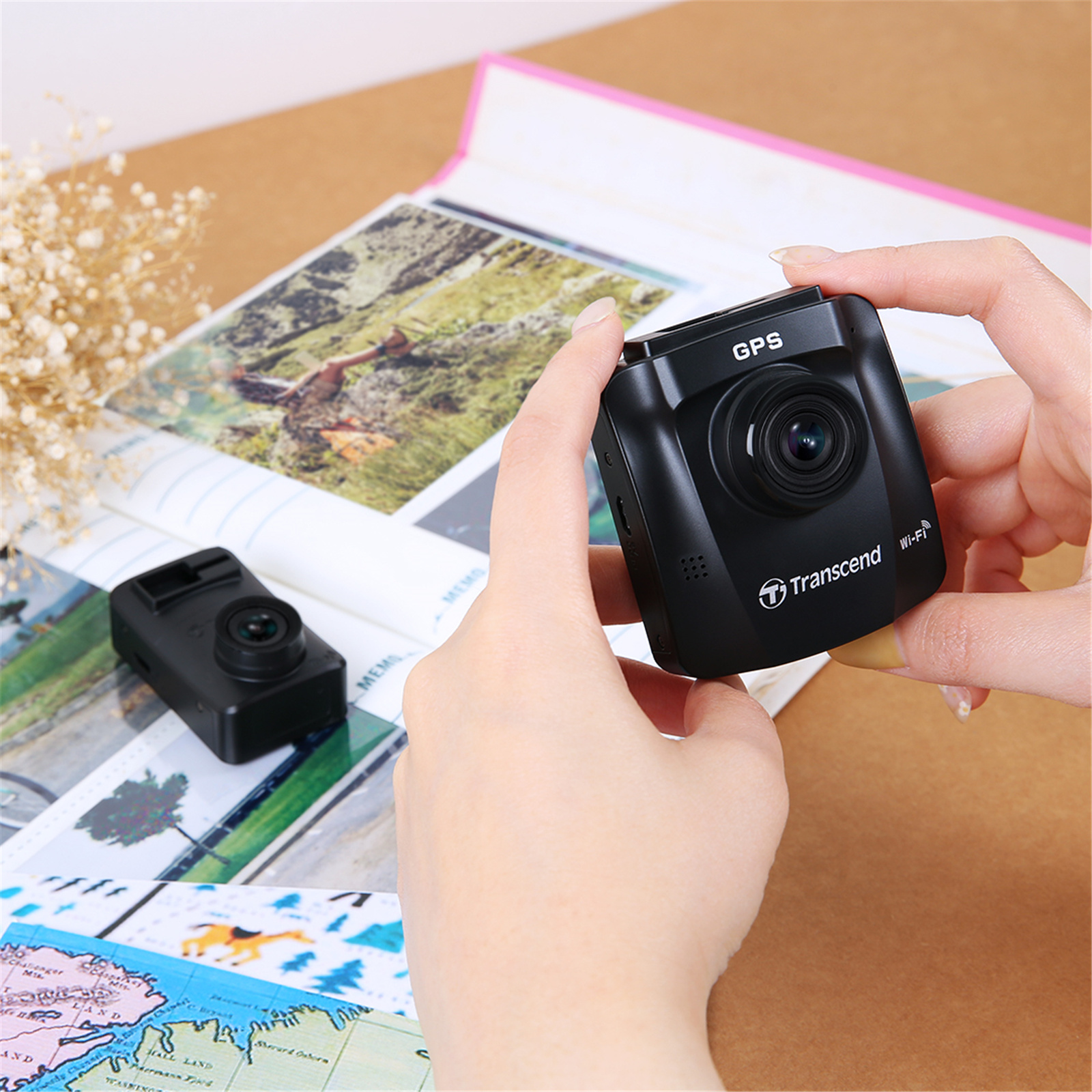 Transcend DrivePro 620 Dual Lens Dash Cam Built-In Wi-Fi - 2.4" Screen - 1080P Video Recording - GPS/GLONASS Receiver - Dual 64GB Micro SD Card Included