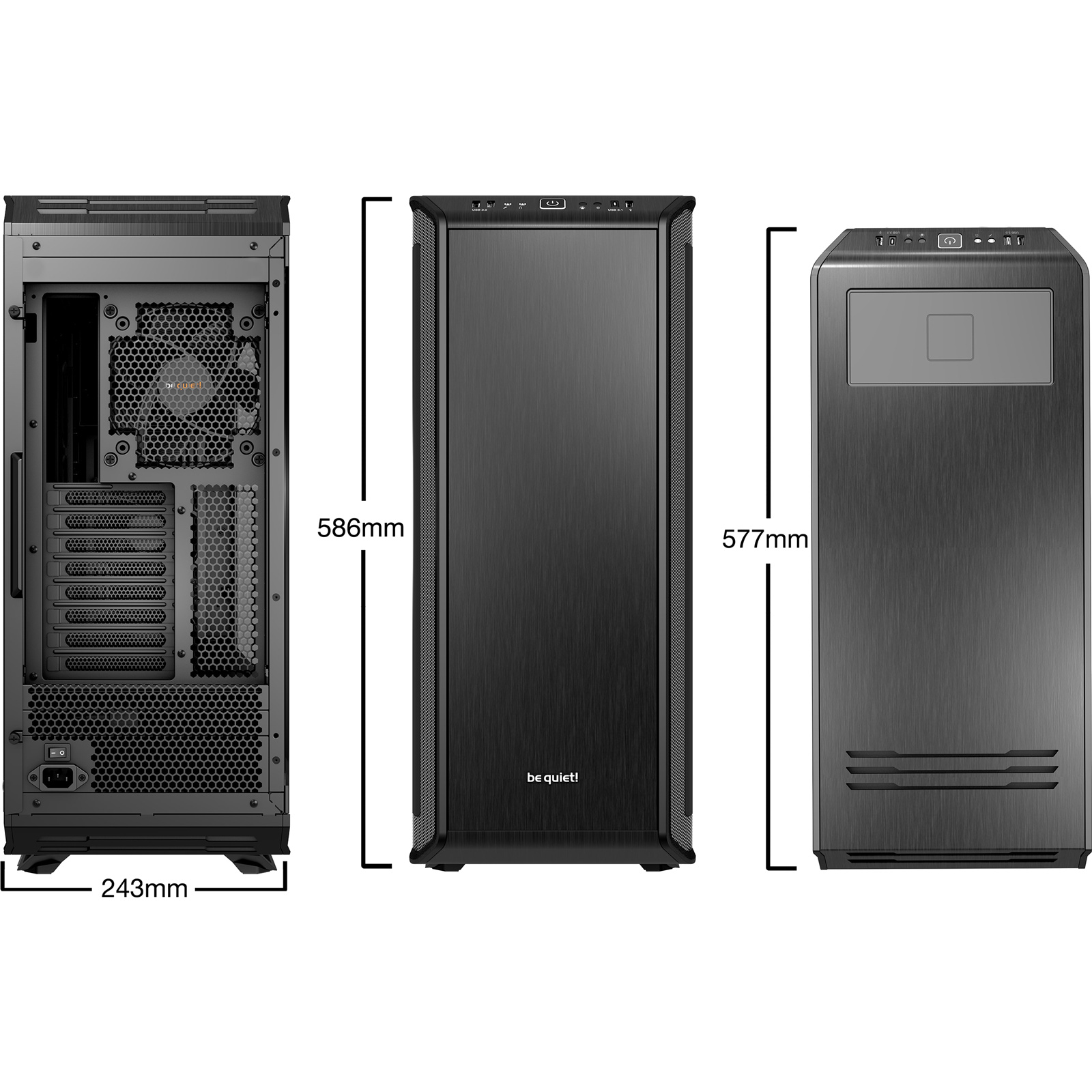 be quiet Dark Base Pro 900 Rev Black Full Tower Gaming Case Tempered  Glass, CPU Cooler Supports Upto 185mm, Graphics Card Supports Upto 472mm,  8X