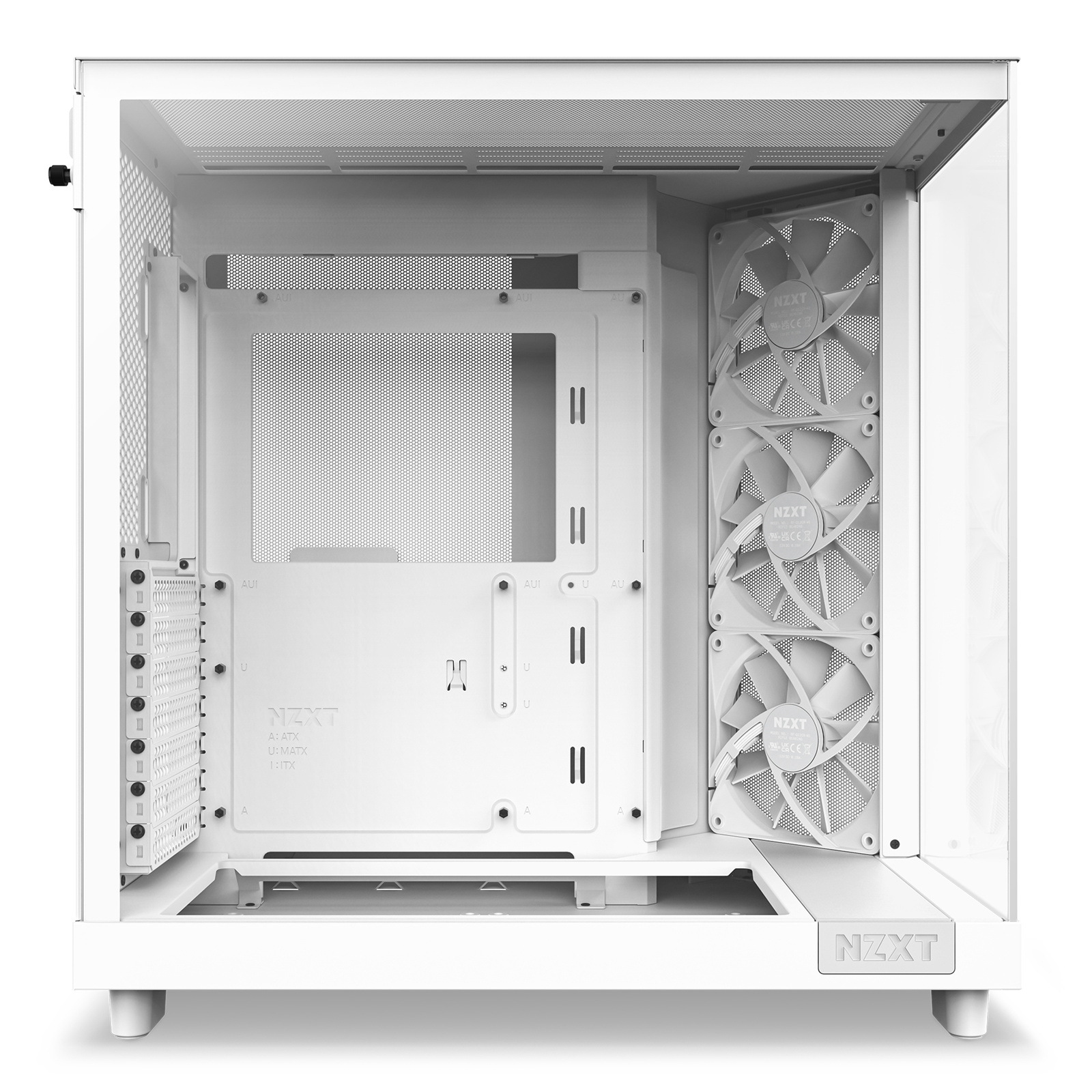 NZXT H6 Flow White ATX MidTower Gaming Case Tempered Glass, Dual Chamber, Front 3x120mm Fans Pre-Installed, CPU Cooler Support Upto 163mm, GPU Support Upto 365mm, 7x PCI, 360mm Radiator Supported, Front I/O: 2x USB, 1x Type C, HD Audio