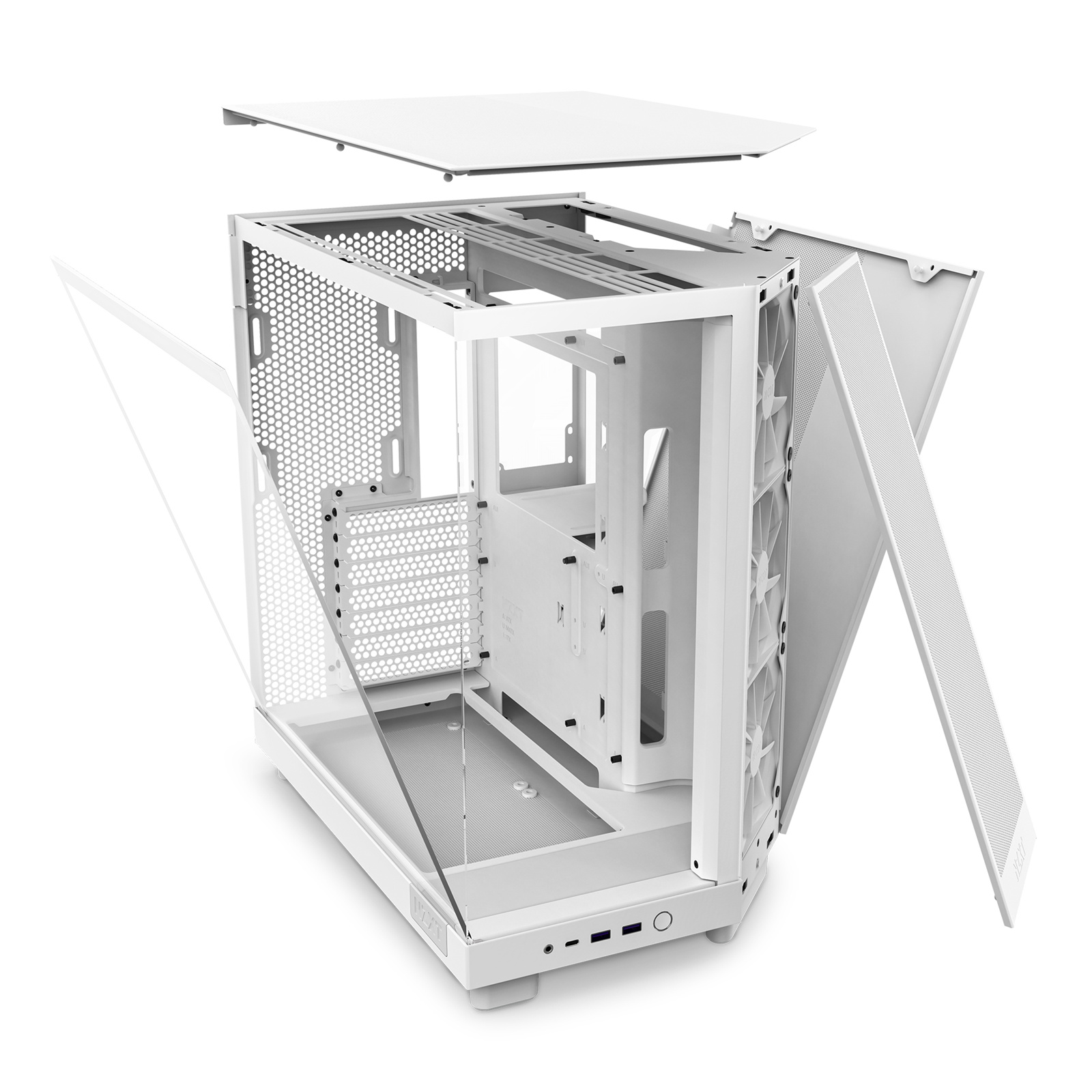 NZXT H6 Flow White ATX MidTower Gaming Case Tempered Glass, Dual Chamber, Front 3x120mm Fans Pre-Installed, CPU Cooler Support Upto 163mm, GPU Support Upto 365mm, 7x PCI, 360mm Radiator Supported, Front I/O: 2x USB, 1x Type C, HD Audio