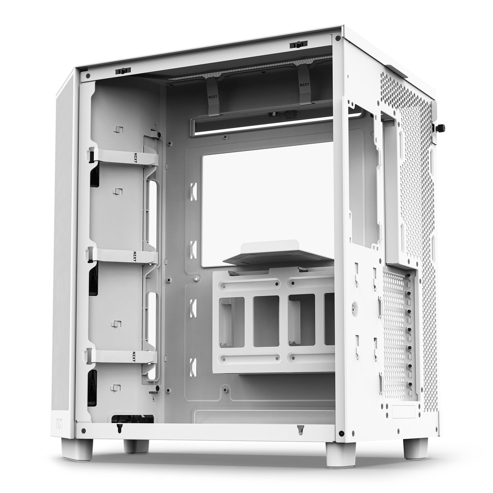 NZXT H6 Flow White ATX MidTower Gaming Case Tempered Glass, Dual Chamber, Front 3x120mm Fans Pre-Installed, CPU Cooler Support Upto 163mm, GPU Support Upto 365mm, 7x PCI, 360mm Radiator Supported, Front I/O: 2x USB, 1x Type C, HD Audio