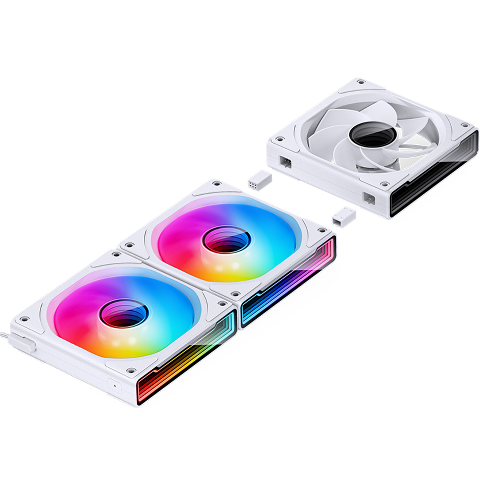 Jonsbo ZK-120 Reverse ARGB Infinity Mirror 120mm Case Cooling Fan, Wire-Free Splicing Connection, 3 Pack - White