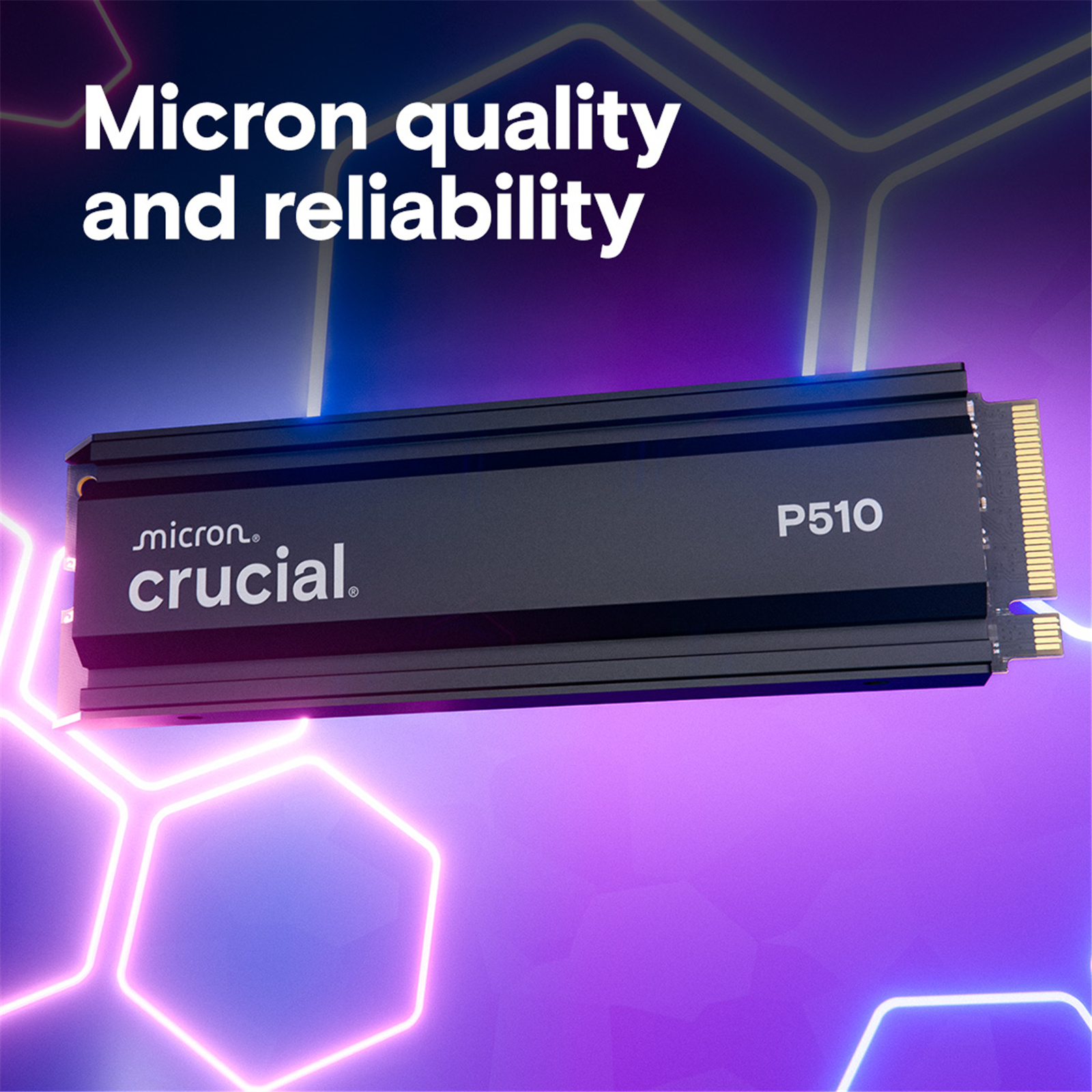 Crucial P510 With Heatsink 1TB NVMe M.2 Gen5 Internal 2280 SSD PCIe 5.0 - Read up to 11000 MB/s - Write up to 9500 MB/s - 5 years Warranty