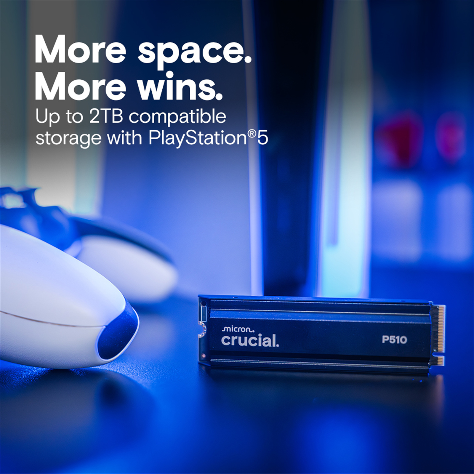 Crucial P510 With Heatsink 1TB NVMe M.2 Gen5 Internal 2280 SSD PCIe 5.0 - Read up to 11000 MB/s - Write up to 9500 MB/s - 5 years Warranty